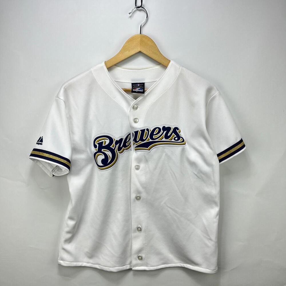 Vintage Milwaukee Brewers Baseball Jersey Youth XL Majestic